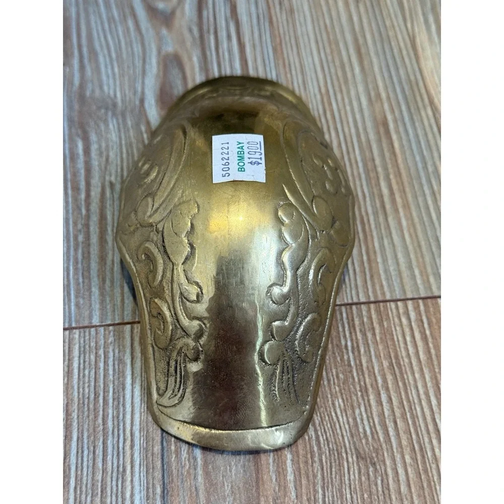 Vintage Bombay Salvage Brass Intricate Dish Piece Art Nouveau Design 2.5x6
